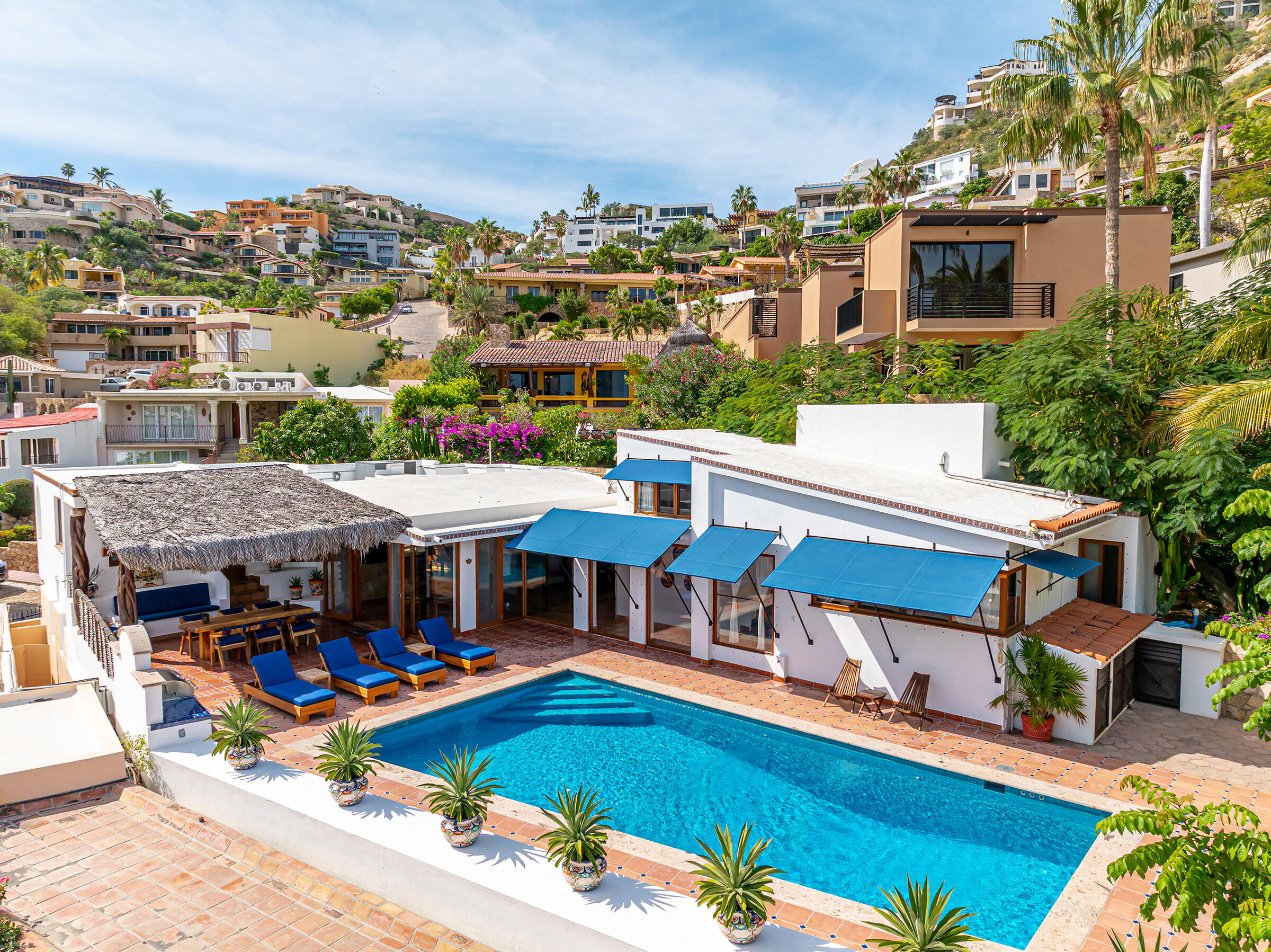 Cabo San Lucas Pedregal Csl Introducing La Casa de la Familia Decker (Villa Agave Azul). An exceptional 3-bed, 3.5-bath residence located in the prestigious gated community of Pedregal, Cabo San Lucas. Perfectly positioned just minutes from the main gate, Marina, and downtown. Tastefully designed for relaxed coastal living, it offers an open layout connecting the living, dining, and kitchen areas to a spacious outdoor covered terrace which includes a functional BBQ area. Enjoy a 484 SqFt pool, large Jacuzzi/spa, and lush tropical landscaping that creates a private, peaceful retreat. Perfect for relaxing, entertaining and enjoying time with family and friends. La Casa de la familia Decker (Villa Agave Azul) is a unique opportunity, Ideal as a full-time residence, vacation getaway, or strong rental investment. for sale