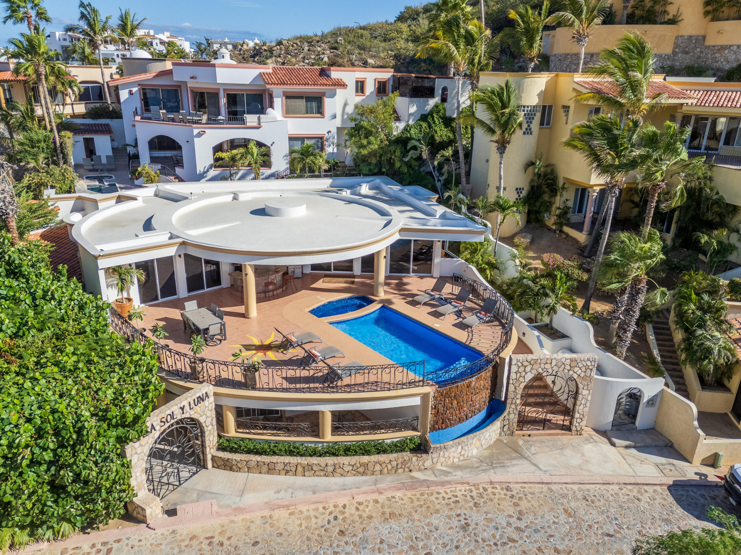 Cabo San Lucas Pedregal Csl Welcome to Casa Sol y Luna, a private hillside retreat in the prestigious gated community of Pedregal. Set on an expansive 898 m² lot, this beautifully furnished residence offers 4 bedrooms, 4.5 bathrooms, and over 596 m² of total living and outdoor space designed to embrace Cabo's indoor-outdoor lifestyle. Enjoy generous terraces, a sparkling pool, and inviting areas for entertaining, relaxing, and taking in the peaceful surroundings. The thoughtful floor plan combines comfort, privacy, and functionality, making it ideal as a full-time residence, vacation home, or investment property. Just minutes from the Marina, downtown Cabo San Lucas, restaurants, and beaches, Casa Sol y Luna delivers the perfect balance of tranquility and convenience in one of Los Cabos' most iconic communities. for sale